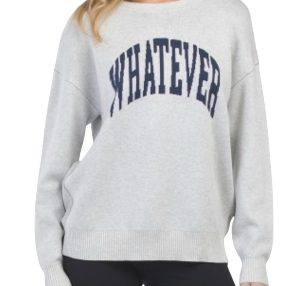 PINK ROSE “Whatever” Streetwear Sweater in Gray Size Medium — ACADEMIC / PREPPY!